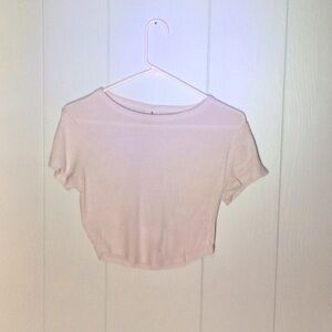 White Short Sleeve Cropped Athletic Top
